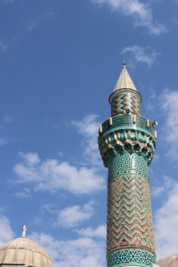 The Green Mosque minaret. 